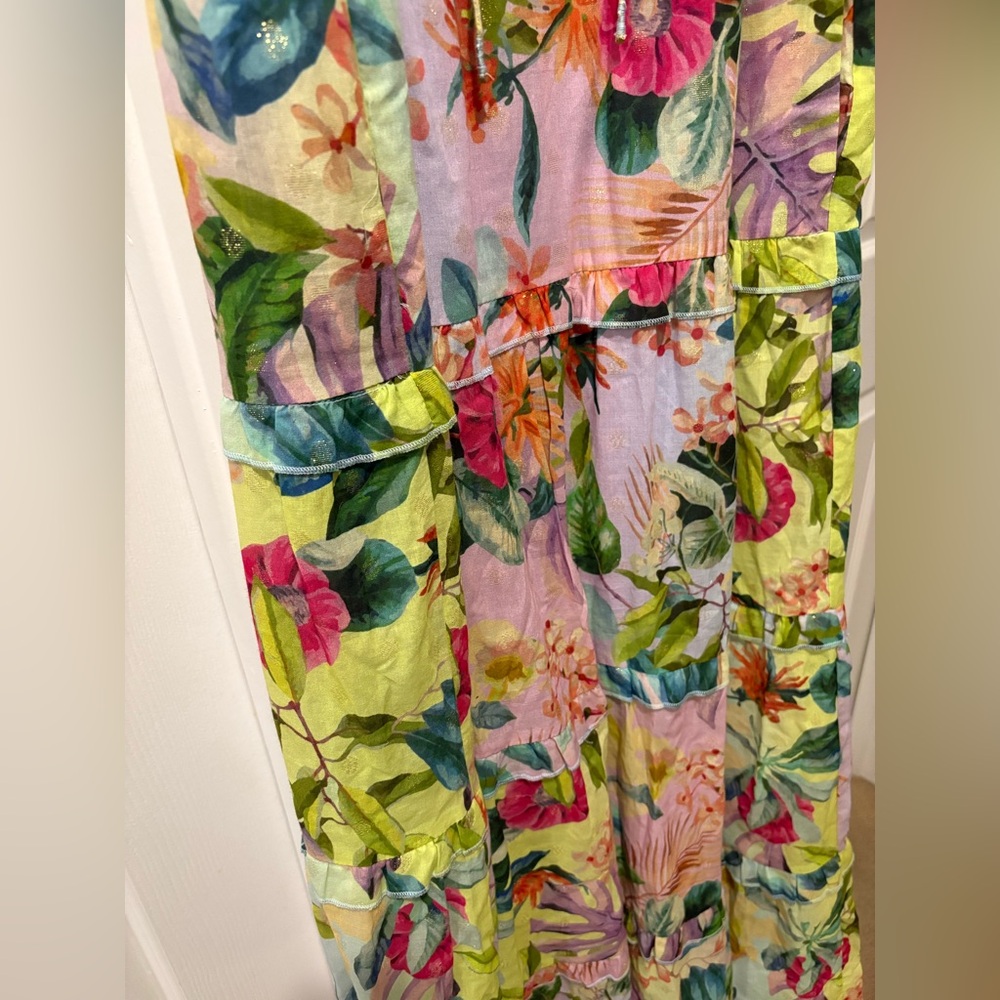 Tribal femme Tiered Floral Dress In Sea Salt. Brand new, women’s size P/S - Picture 7 of 11